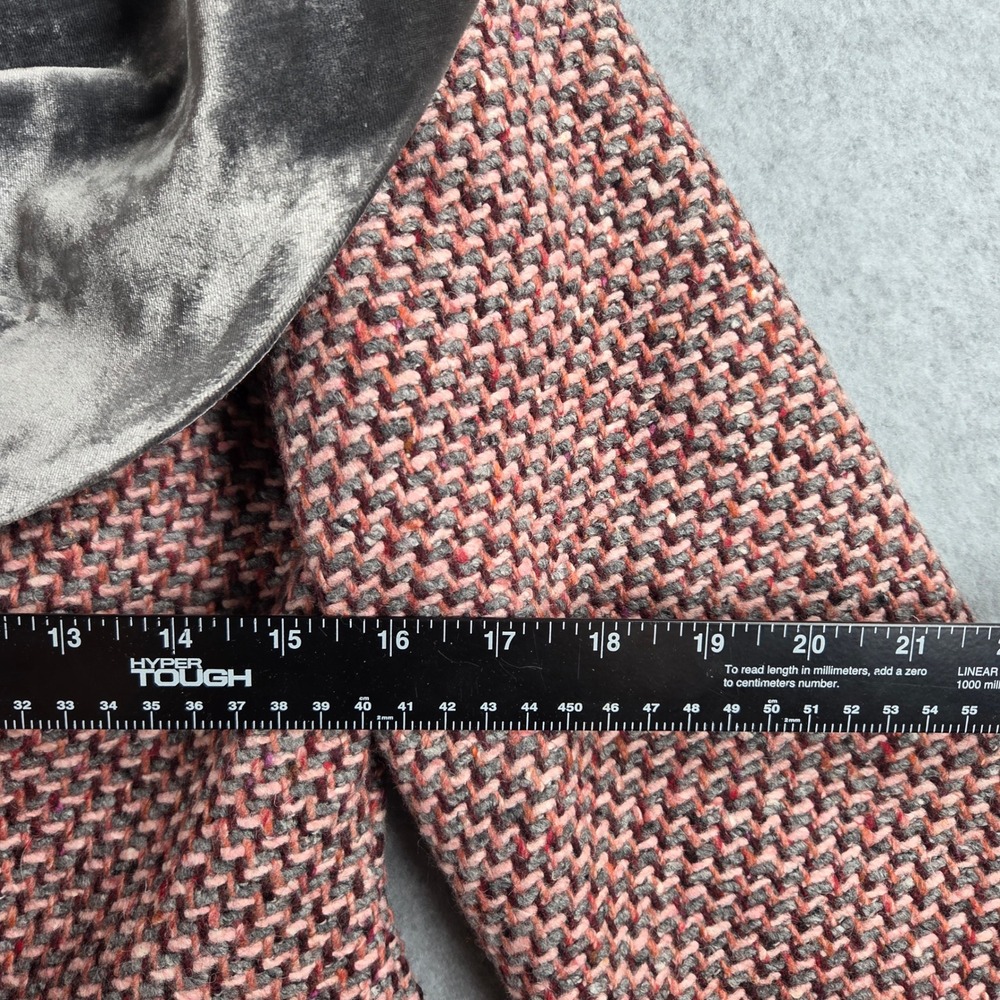 dS LAB Coat Women Size 6 Pink Grey Tweed Velvet Portrait Collar Chic Jacket - Picture 7 of 12